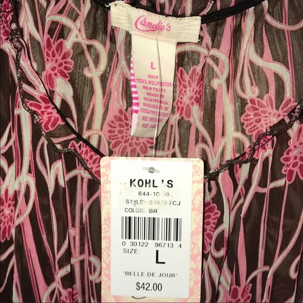Candie’s,girl’s brown & pink 3/4 sleeves top.Size L. - Picture 5 of 6